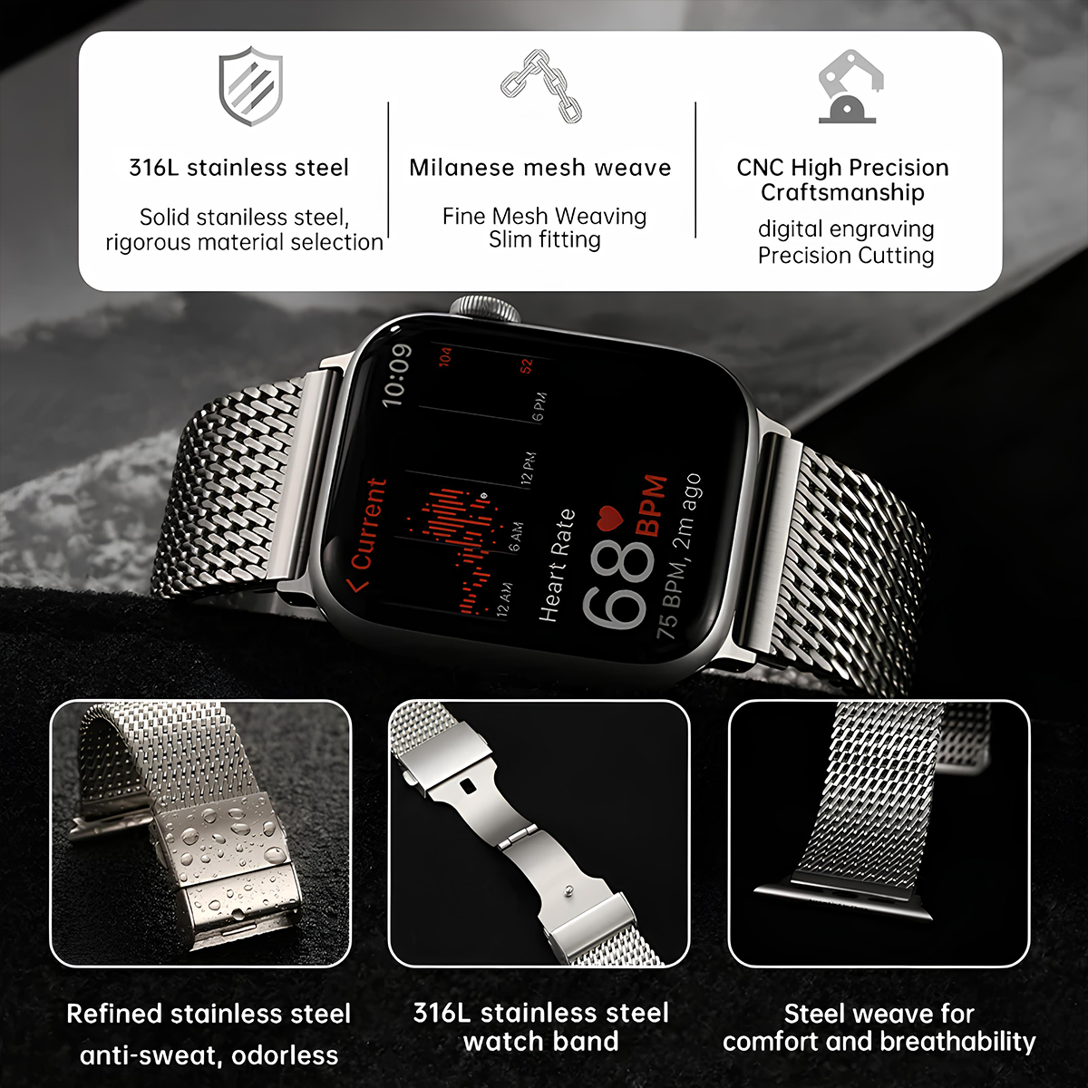 ALTUS Mesh Strap - Steel Mesh Band For Apple Watch