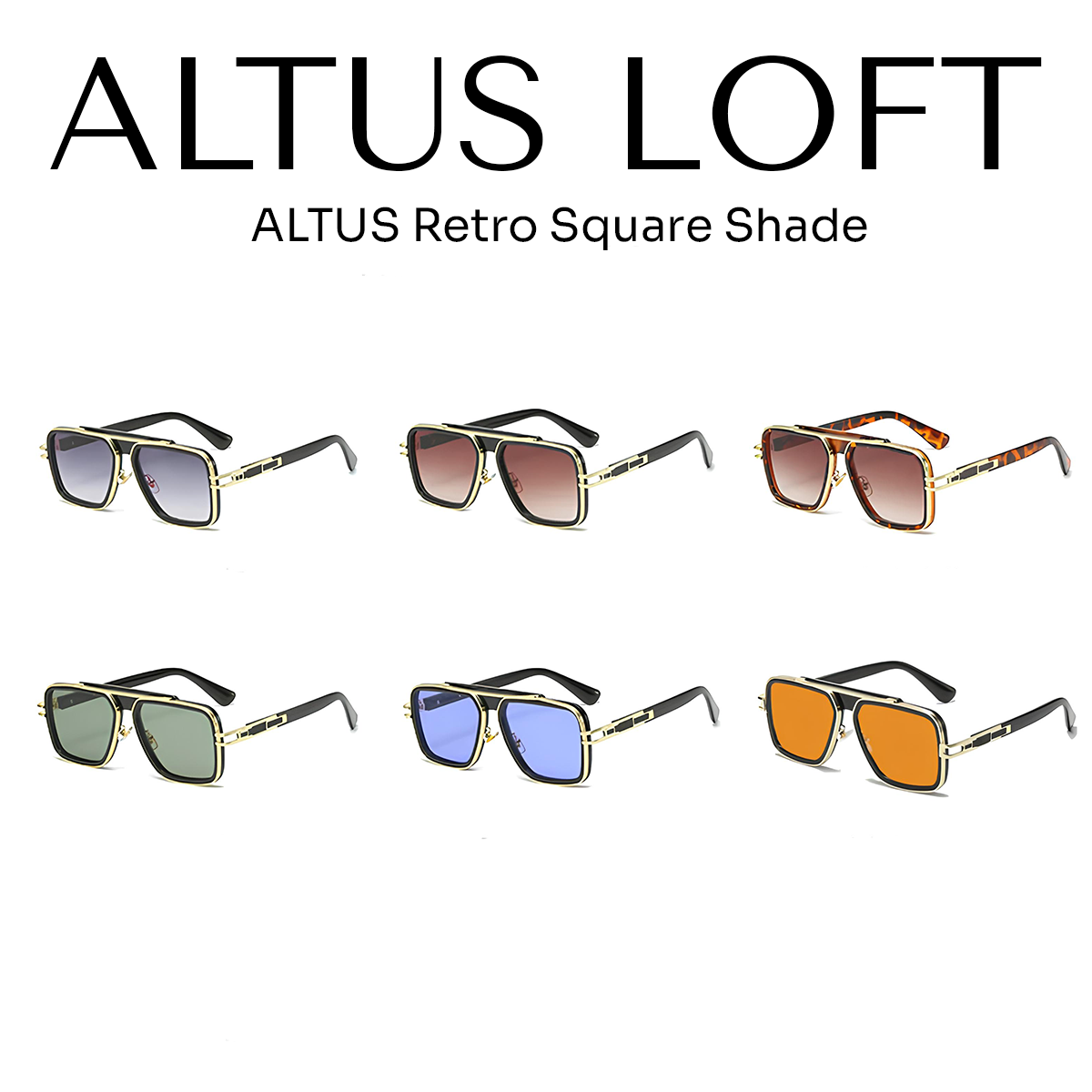 ALTUS Retros - Vintage Square Framed Sunglasses