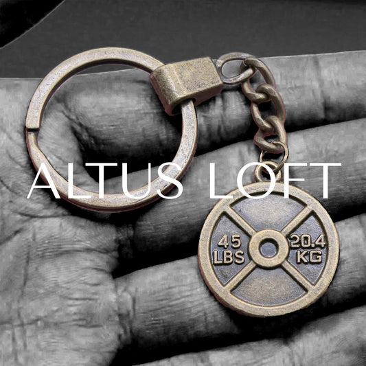 Vintage Weightlifting Pendant Keychain - Antique Light & Dark Bronze