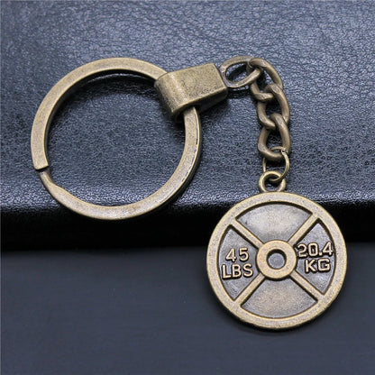 Vintage Weightlifting Pendant Keychain - Antique Light & Dark Bronze