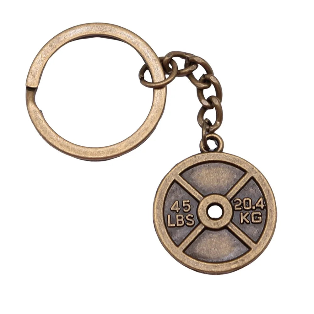 Vintage Weightlifting Pendant Keychain - Antique Light & Dark Bronze