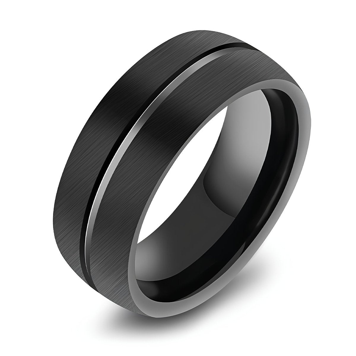 Men's Black Titanium Steel Ring - ALTUS LOFT - ALTUS LOFT - Number 6 - Black - Men's Black Titanium Steel Ring - CJZBGJNS00079-Number 6-Black
