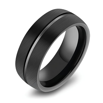 Men's Black Titanium Steel Ring - ALTUS LOFT - ALTUS LOFT - Number 6 - Black - Men's Black Titanium Steel Ring - CJZBGJNS00079-Number 6-Black