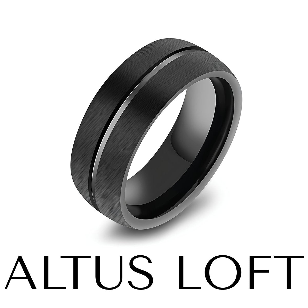 Men's Black Titanium Steel Ring - ALTUS LOFT - ALTUS LOFT - Number 6 - Black - Men's Black Titanium Steel Ring - CJZBGJNS00079-Number 6-Black