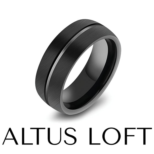 Men's Black Titanium Steel Ring - ALTUS LOFT - ALTUS LOFT - Number 6 - Black - Men's Black Titanium Steel Ring - CJZBGJNS00079-Number 6-Black