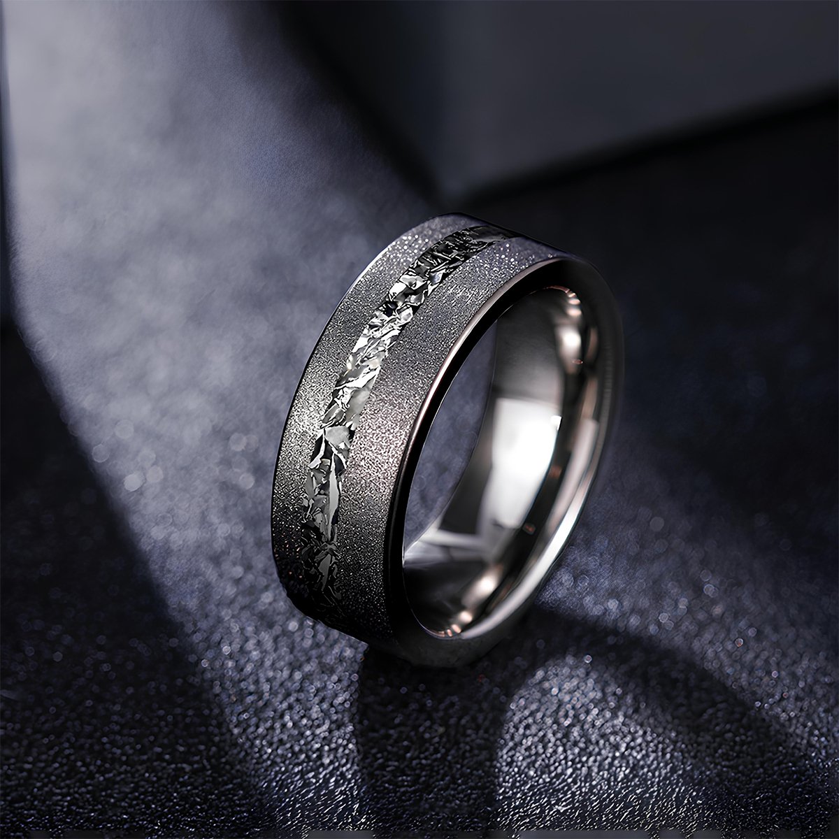 Men's Obsidian Titan Tungsten Ring - ALTUS LOFT - ALTUS LOFT - US Size 7 - - Men's Obsidian Titan Tungsten Ring - CJLX196268501AZ