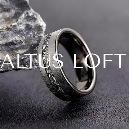 Men's Obsidian Titan Tungsten Ring - ALTUS LOFT - ALTUS LOFT - US Size 7 - - Men's Obsidian Titan Tungsten Ring - CJLX196268501AZ