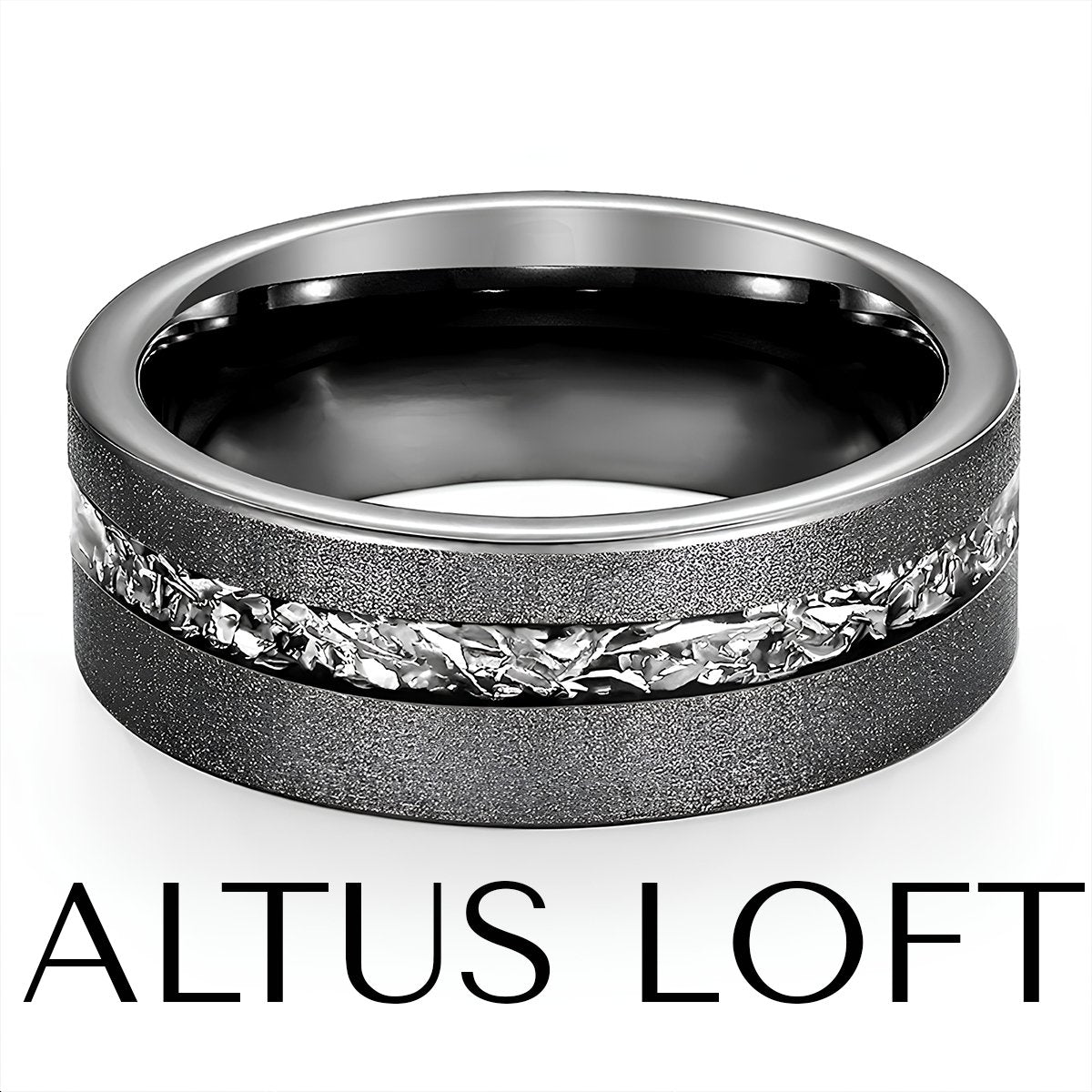 Men's Obsidian Titan Tungsten Ring - ALTUS LOFT - ALTUS LOFT - US Size 7 - - Men's Obsidian Titan Tungsten Ring - CJLX196268501AZ