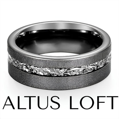 Men's Obsidian Titan Tungsten Ring - ALTUS LOFT - ALTUS LOFT - US Size 7 - - Men's Obsidian Titan Tungsten Ring - CJLX196268501AZ