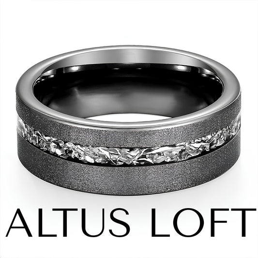 Men's Obsidian Titan Tungsten Ring - ALTUS LOFT - ALTUS LOFT - US Size 7 - - Men's Obsidian Titan Tungsten Ring - CJLX196268501AZ
