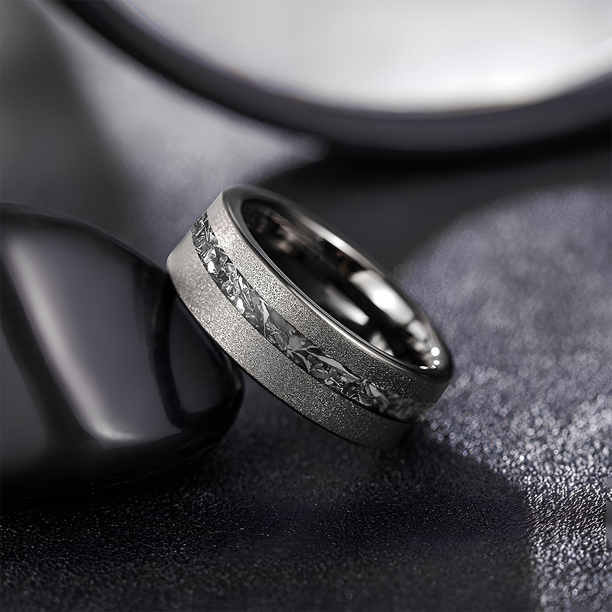 Men's Obsidian Titan Tungsten Ring - ALTUS LOFT - ALTUS LOFT - US Size 7 - - Men's Obsidian Titan Tungsten Ring - CJLX196268501AZ