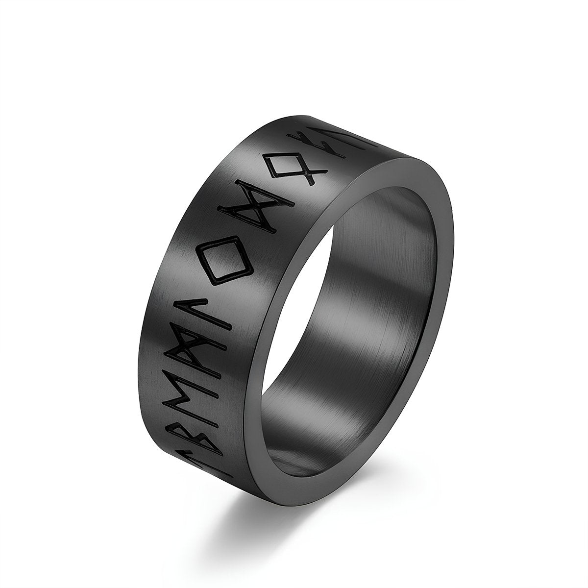 Men's Oracle Script Titanium Rings - ALTUS LOFT - ALTUS LOFT - Black - 8 - Men's Oracle Script Titanium Rings - CJLX133753813MN