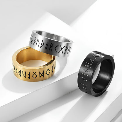 Men's Oracle Script Titanium Rings - ALTUS LOFT - ALTUS LOFT - Black - 8 - Men's Oracle Script Titanium Rings - CJLX133753813MN