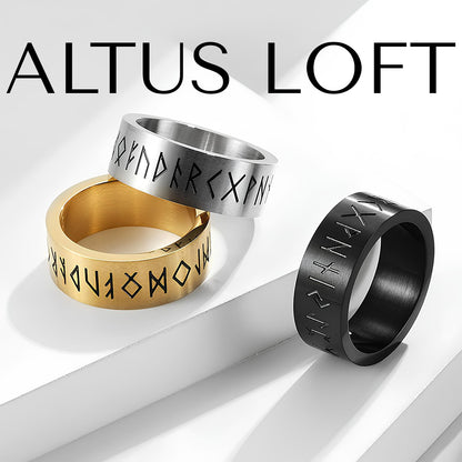 Men's Oracle Script Titanium Rings - ALTUS LOFT - ALTUS LOFT - Black - 8 - Men's Oracle Script Titanium Rings - CJLX133753813MN