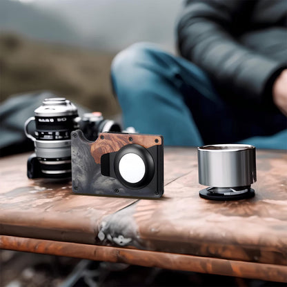 Timber Resin Air Tag Wallet - ALTUS LOFT - ALTUS LOFT - Black and Brown - - Timber Resin Air Tag Wallet - 1005006065589514-Black