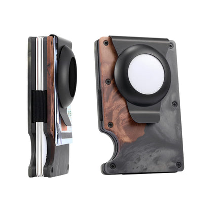 Timber Resin Air Tag Wallet - ALTUS LOFT - ALTUS LOFT - Black and Brown - - Timber Resin Air Tag Wallet - 1005006065589514-Black