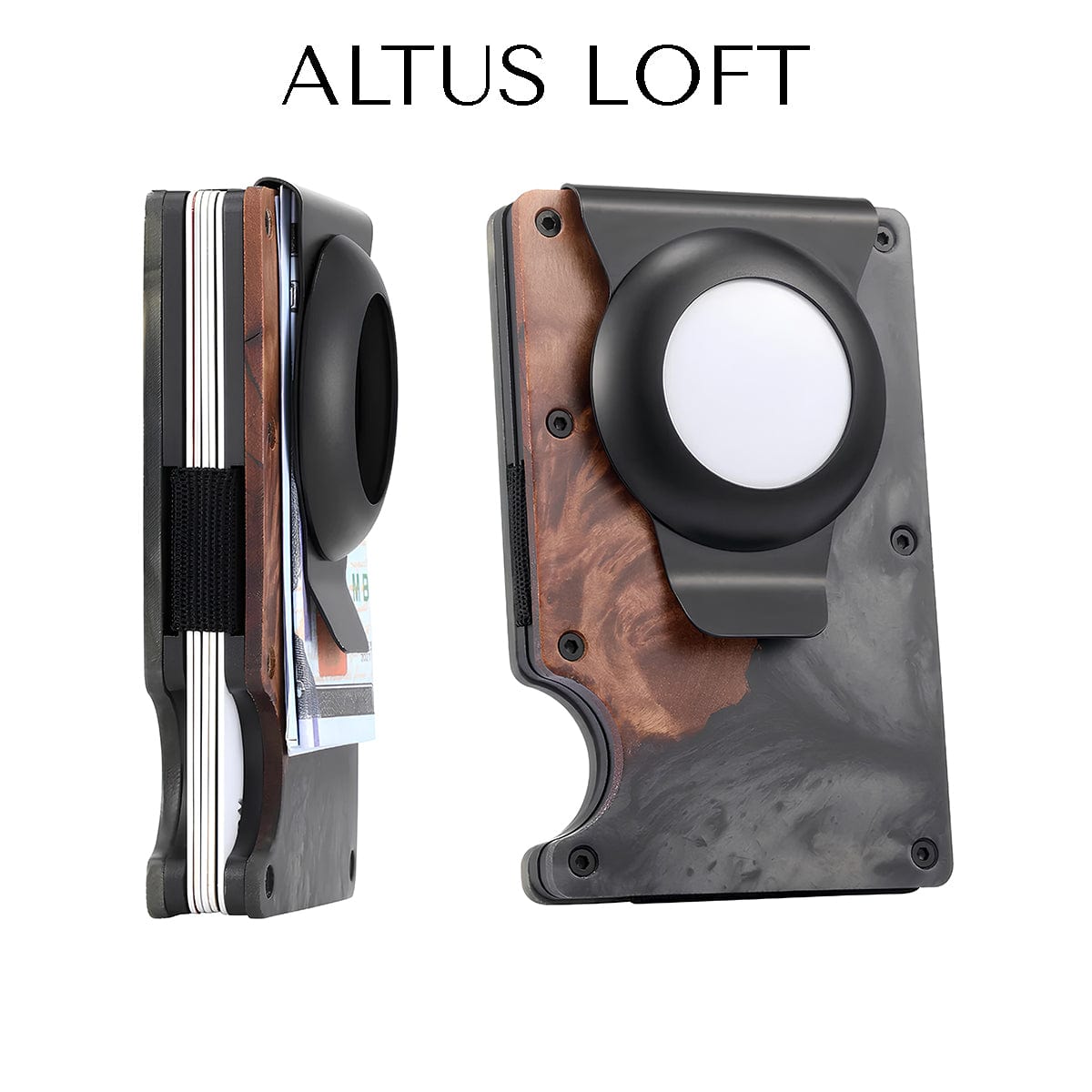 Timber Resin Air Tag Wallet - ALTUS LOFT - ALTUS LOFT - Black and Brown - - Timber Resin Air Tag Wallet - 1005006065589514-Black