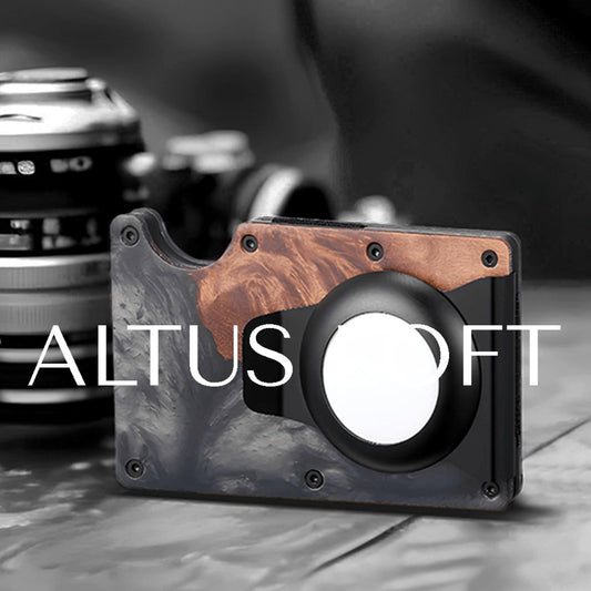 Timber Resin Air Tag Wallet - ALTUS LOFT - ALTUS LOFT - Black and Brown - - Timber Resin Air Tag Wallet - 1005006065589514-Black